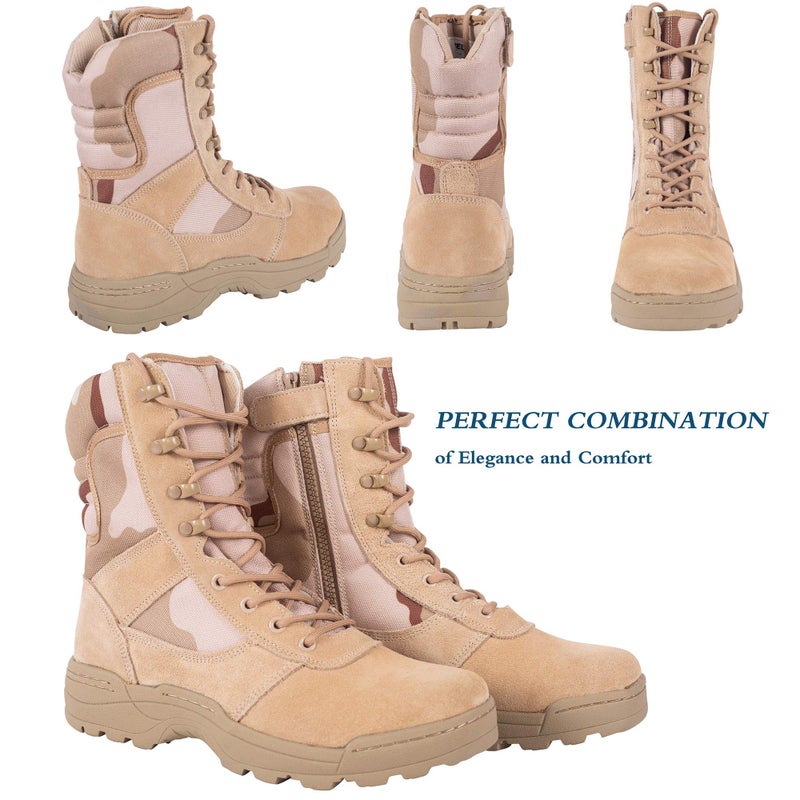 RIELD Men's Military Tactical Work Boots Side Zipper Jungle Army Combat Boots,Sand,12 M US - Image 5